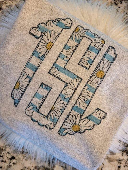 Blue Daisy Monogram